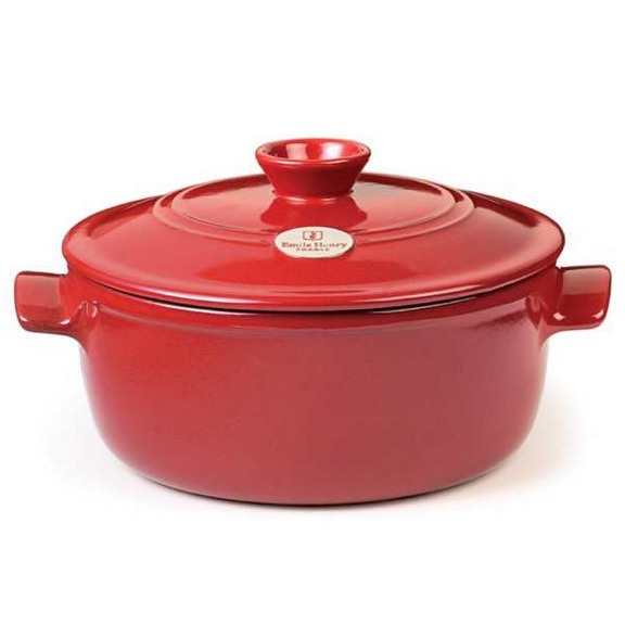 Emile Henry 4-Qt. Red Round Ceramic Dutch Oven Stewpot Cocotte
