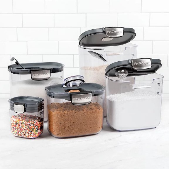 ProKeeper+ 9 Piece Clear Plastic Airtight Food Flour and Sugar Baker's  Kitchen Storage Organization Container Canister Set with Magnetic  Accessories