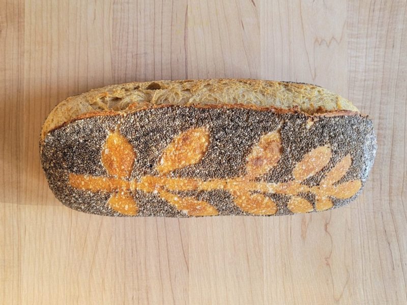 Chia Crusted Einkorn Sourdough Bread
