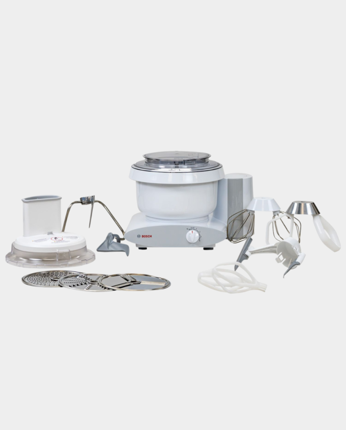 White Bosch Universal Plus Mixer — Deluxe Bundle
